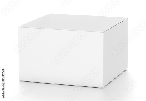 White horizontal rectangle blank box from top side far angle.