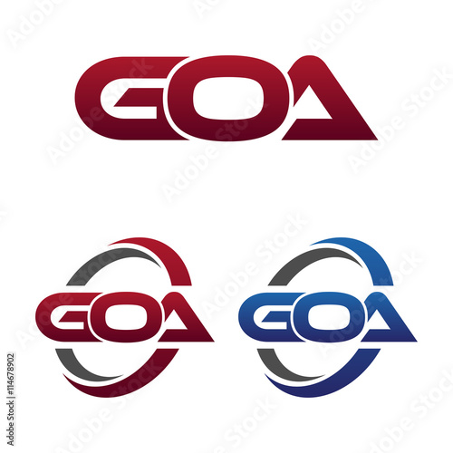 Modern 3 Letters Initial logo Vector Swoosh Red Blue goa