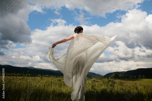 Bride in white wedding dress