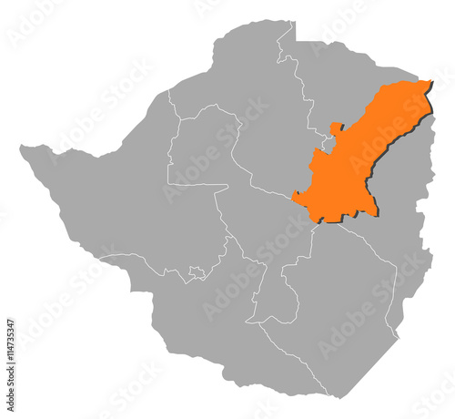 Map - Zimbabwe, Mashonaland East