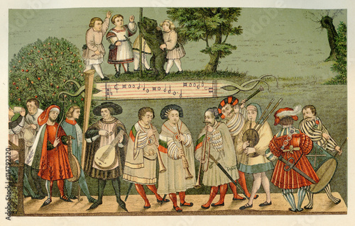 Renaissance minstrels playing in Augsburg