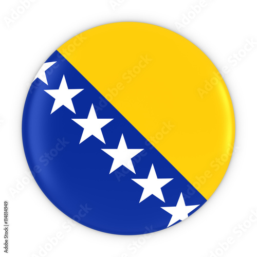 Bosnian and Herzegovinian Flag Button - Flag of Bosnia Herzegovina Badge 3D Illustration