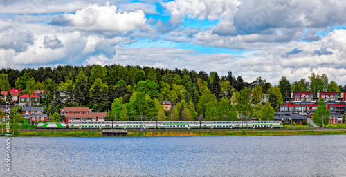 Passenger train in landscape