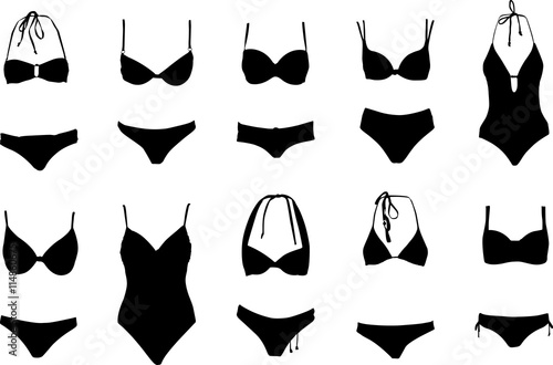 Lots of swimsuits vector silhouettes