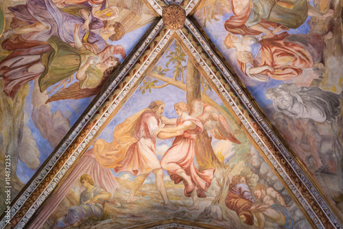Ceiling painting in cathedral di San Bartolomeo Aeolian Islands Lipari near Sicily, Italy