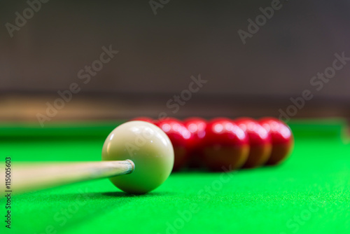 Snooker ball on snooker table