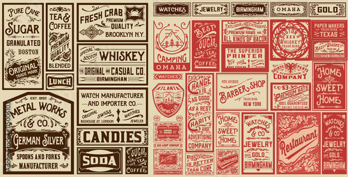 Mega pack old advertisement designs and labels - Vector illustra