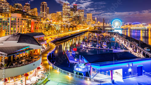 Downtown. Night Seattle from Pier 66