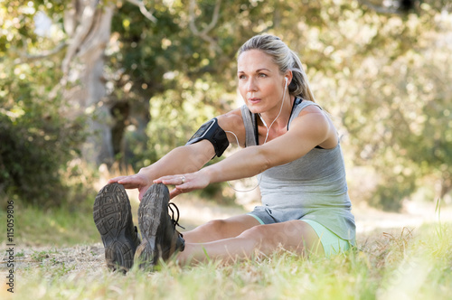 Senior woman stretching