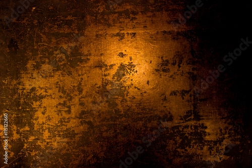 old scary rusty rough golden and copper metal surface texture/background for Halloween or haunted house games background/texture of wall