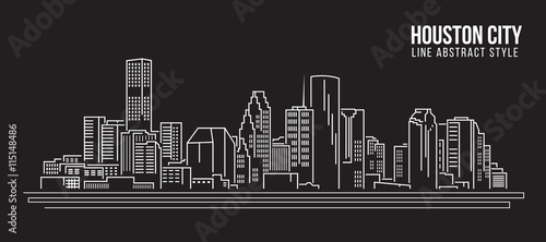 Cityscape Building Line art Vector Illustration design - Houston city