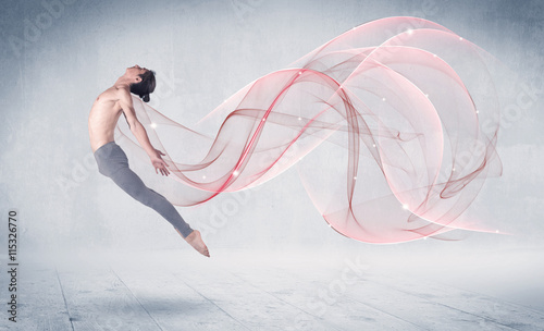 Dancing ballet performance artist with abstract swirl