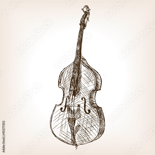 Double bass hand drawn sketch style vector