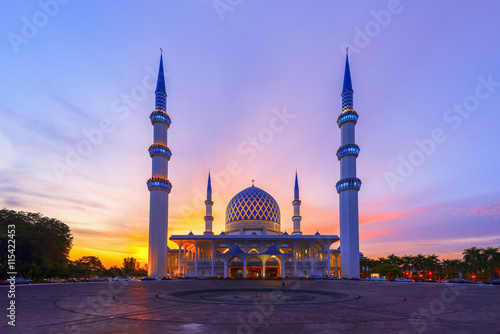 The Vibrant Color of Shah Alam Mosque / Salahuddin Abdul Aziz Shah mosque during dramatic