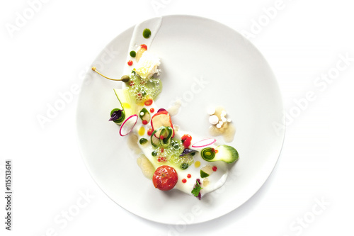 Molecular cuisine vegetable salad