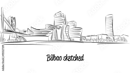 Bilbao Skyline, Hand drawn Vector Artwork