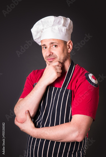Portrait of a chef with sad expression on his face