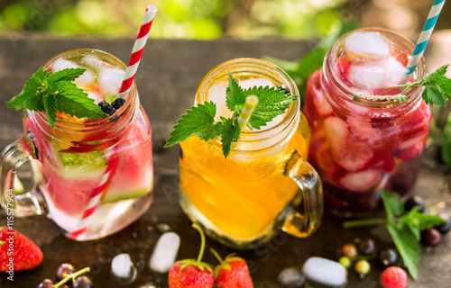 Refreshing drinks in jars