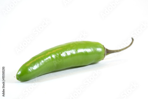 Spicy green serrano pepper (capsicum anuum) - isolated