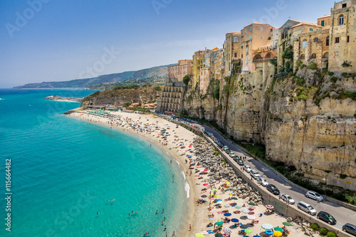 High view of Tropea town and beach - Calabria, Italy