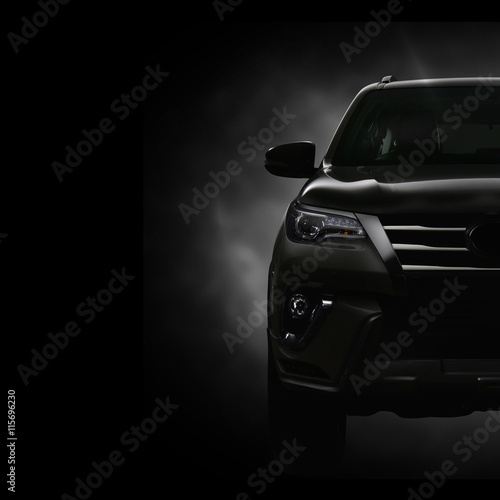 SUV Car on Black Background with Smoke Effect