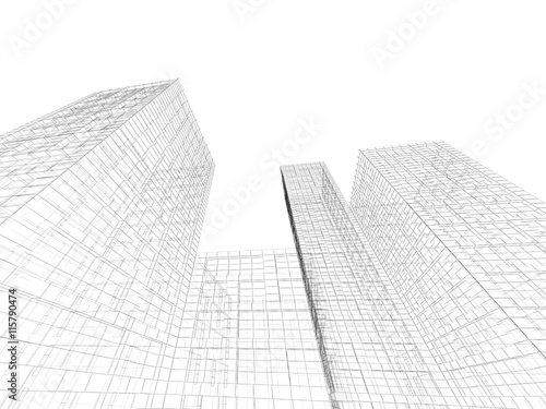 Abstract 3d tall buildings perspective view