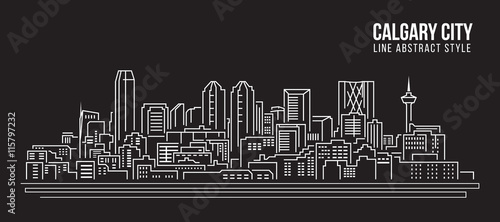 Cityscape Building Line art Vector Illustration design - Calgary city
