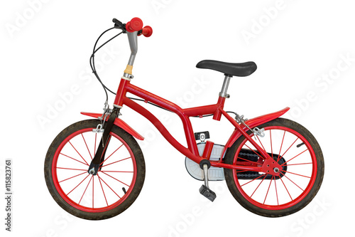 red children's bicycle isolated on white background