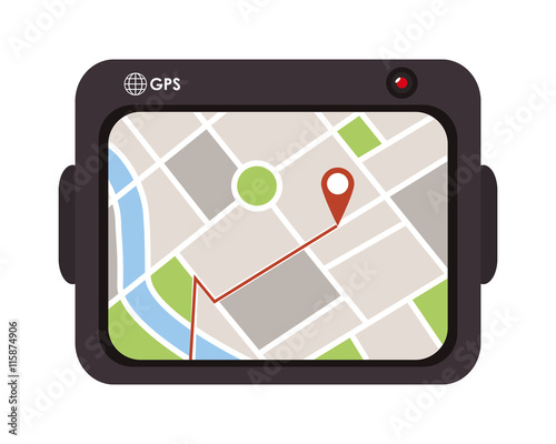 flat design gps device icon vector illustration