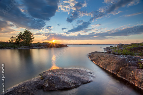 Sunset at Ladoga Lake in Karelia, Russia