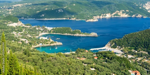 Amazing azure bay and beach in Paleokastritsa in Corfu island, Greece