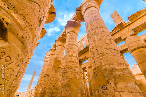 Great Hypostyle Hall and clouds at the Temples of Karnak (ancient Thebes). Luxor, Egypt