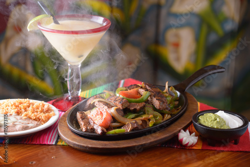 Traditional Mexican food carne asada fajitas