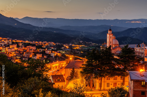 Sardinia, Italy: Mountain town Lanusei in the sunset