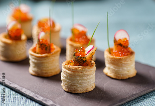 Delicious graved salmon appetizers