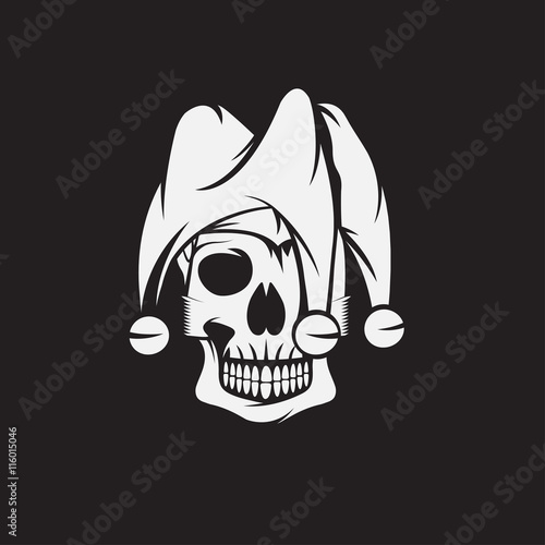 skull in jester cap vector design template