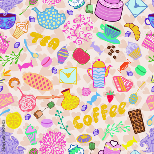 Seamless pattern with attributes teatime