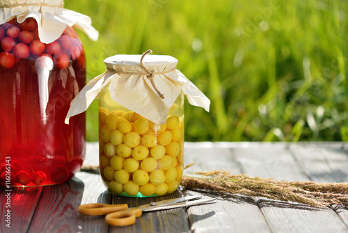 Preserved fruit, sour cherries compote