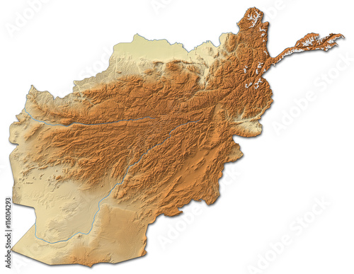 Relief map of Afghanistan - 3D-Rendering