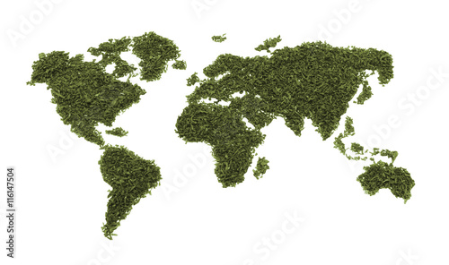 Map of world from tea or tobacco isolated