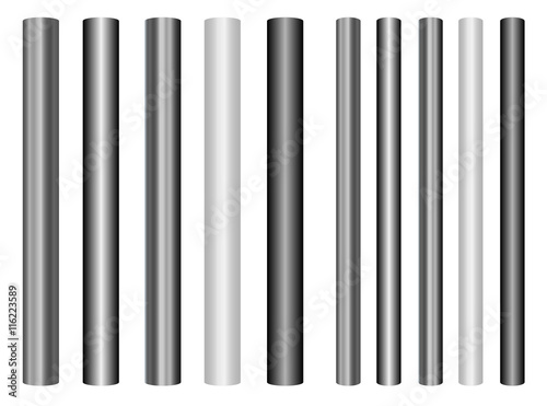 Scaleable shiny steel poles collection in different styles
