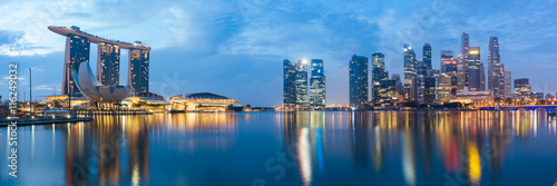 Singapore Central Business District at Dusk.