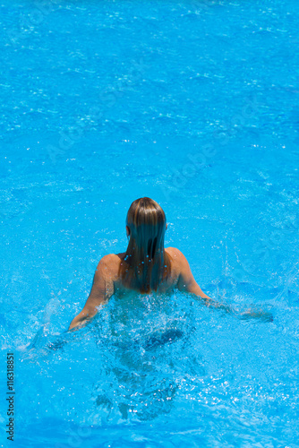 woman in bikini at the pool