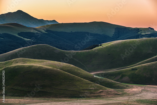 Mountain summer in Umbria landscape, Italy. Castelluccio di Norc