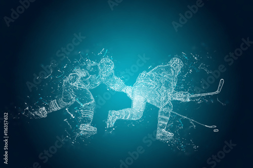 Abstract Ice-Hockey players in action. Crystal ice effect
