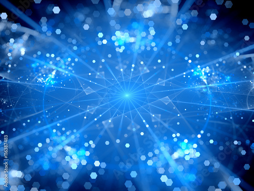 Blue glowing big data hubs