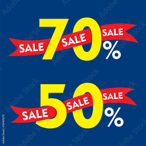 50 and 70 percentage discount sale banner design vector 