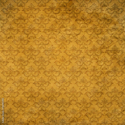 Gold ornament flower vintage pattern in old paper background
