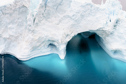 Icebergs are melting on arctic ocean in Greenland