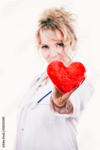 Female doctor with heart.